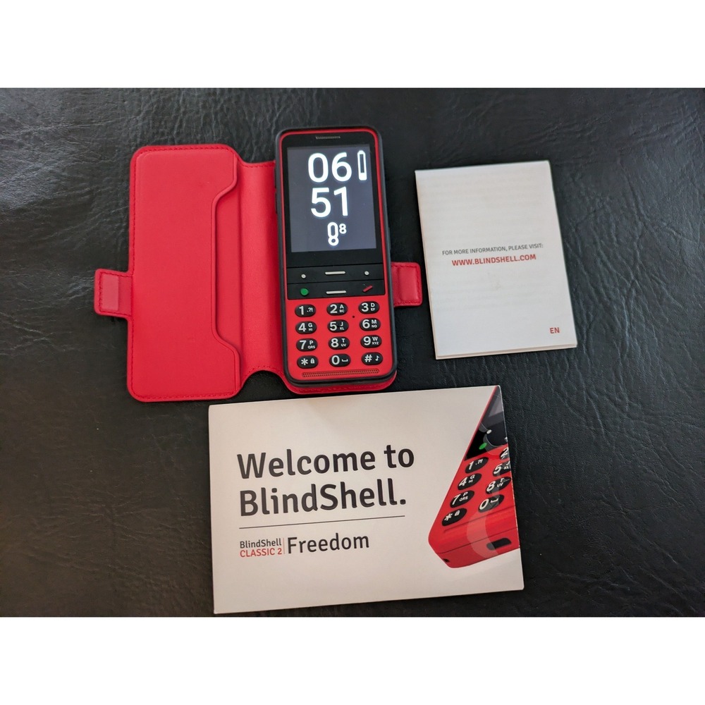 BlindShell Classic 2 Red Accessible Cell Phone for Visually Impaired Case Locked